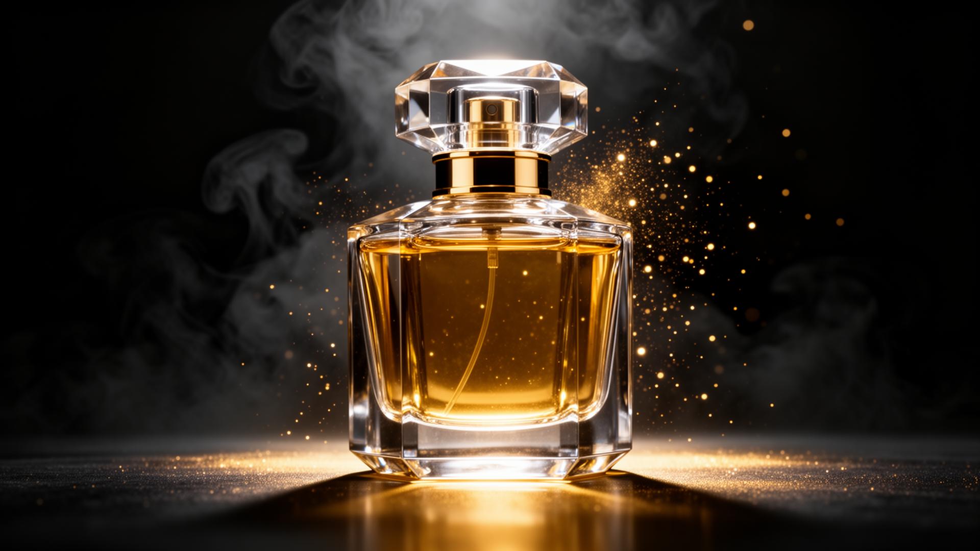 Frasco de perfume MINSK con destellos dorados