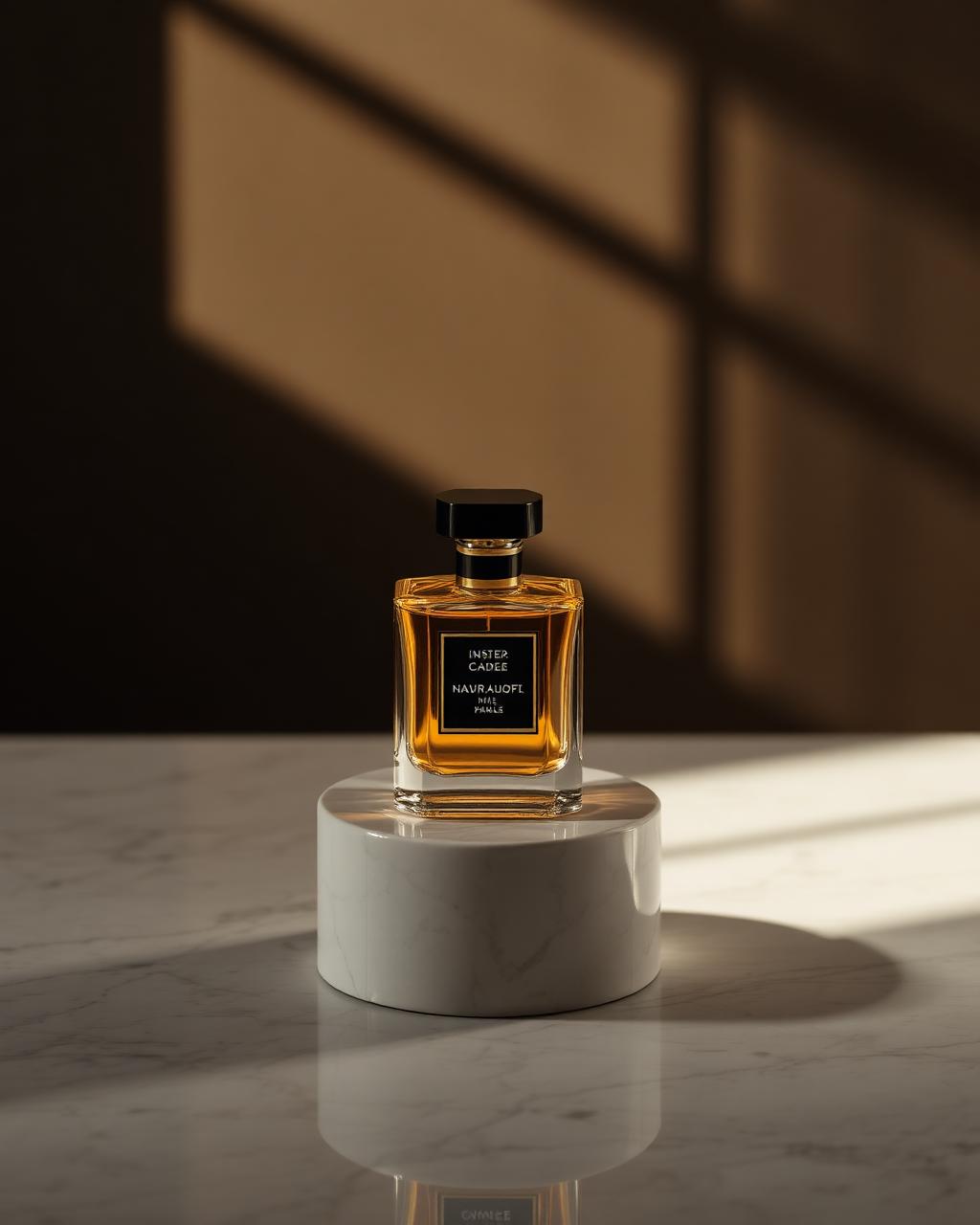 Perfume MINSK sobre pedestal de mármol